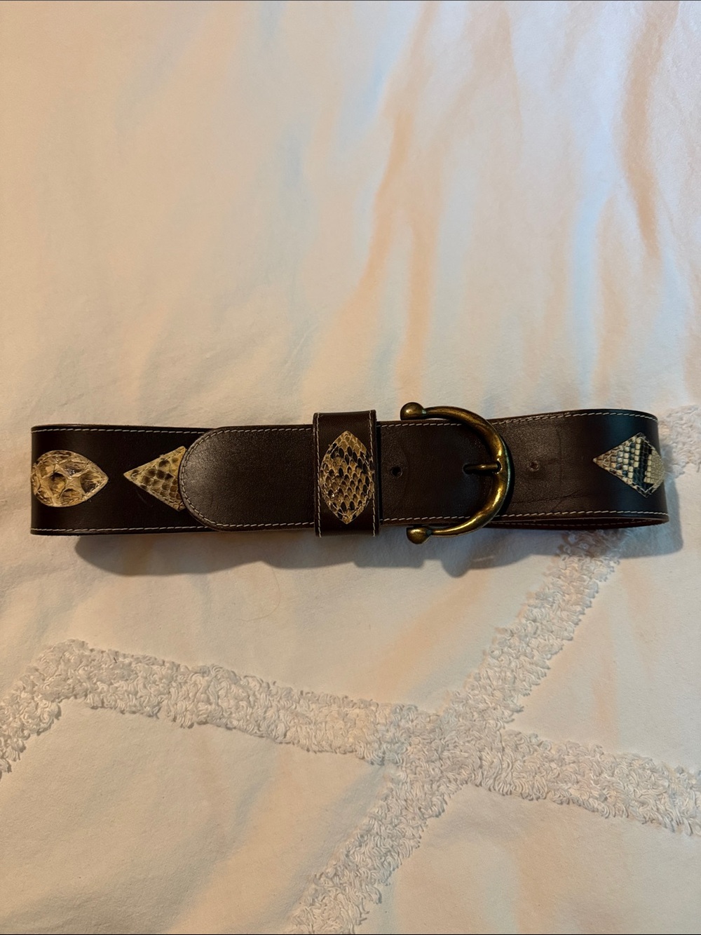 Italian chocolate brown leather belt